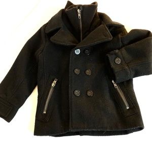 H & M Black Girl/Boy Wool Pea Coat SZ 2-3 T